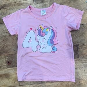 Pink Unicorn Kids 4 Shirt